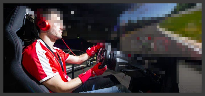 photo illustration of man playing sim game, pixelated 
