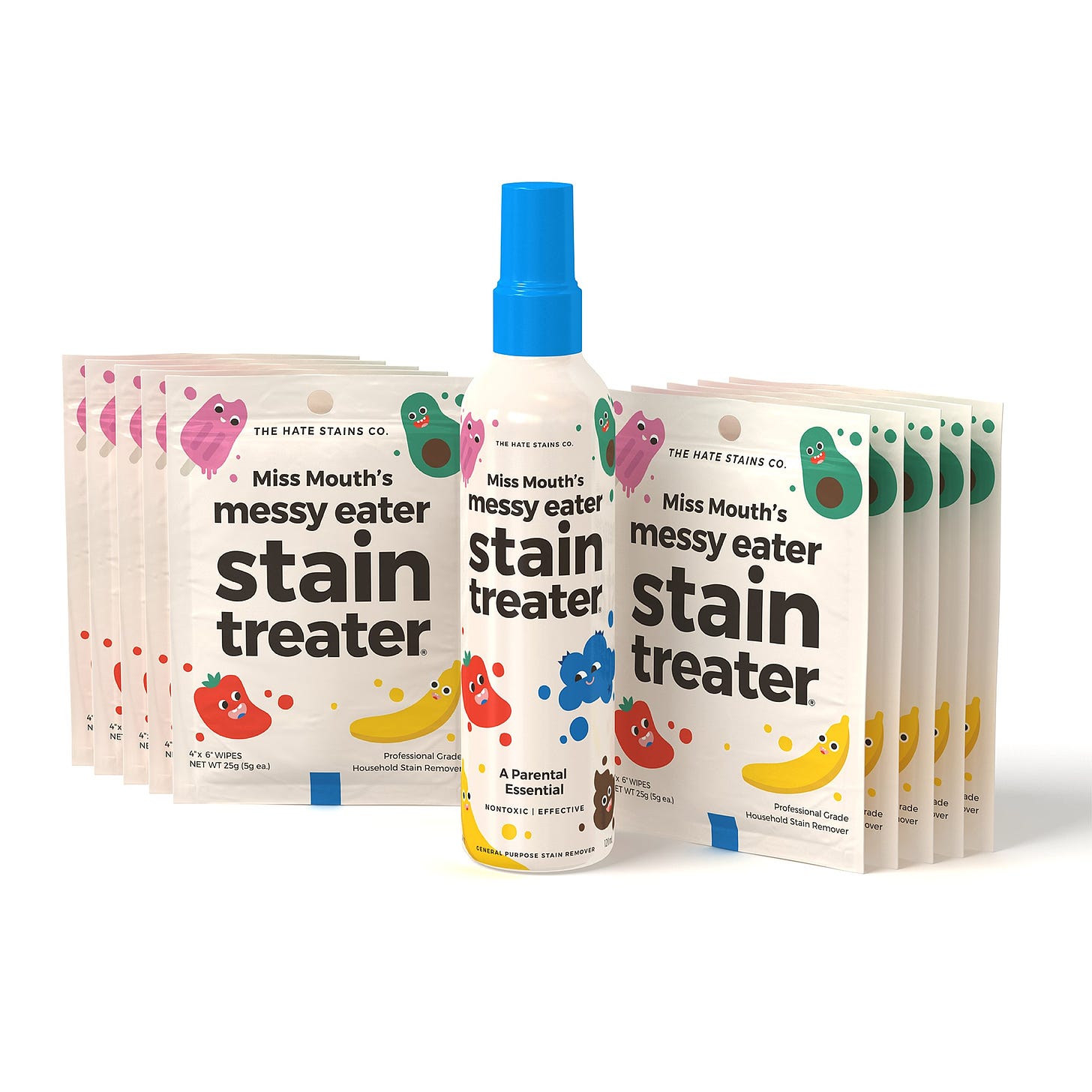 Miss Mouth's Messy Eater Stain Treater Kit (1 Bottle + 10 Wipes) - The Hate  Stains Co.