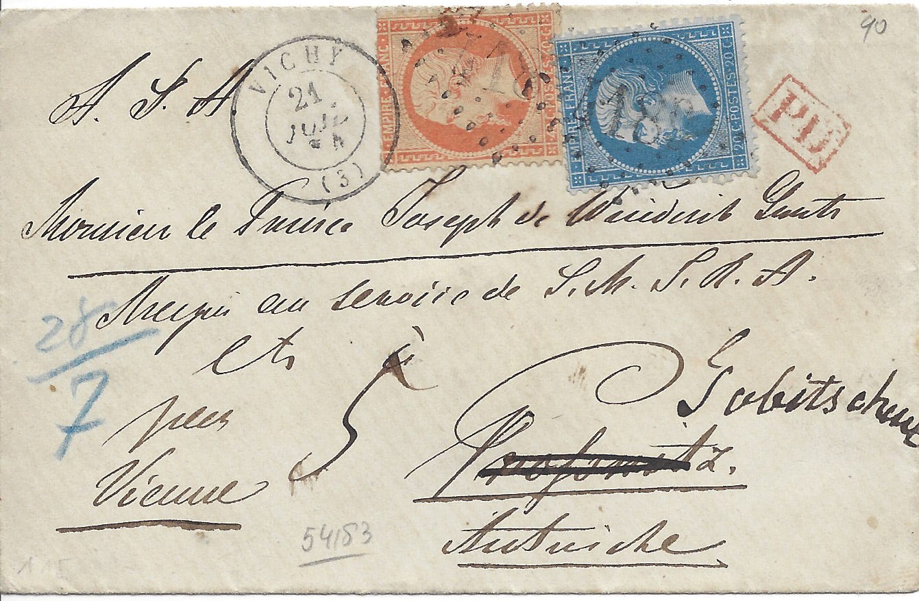 1860s letter from France to Austria