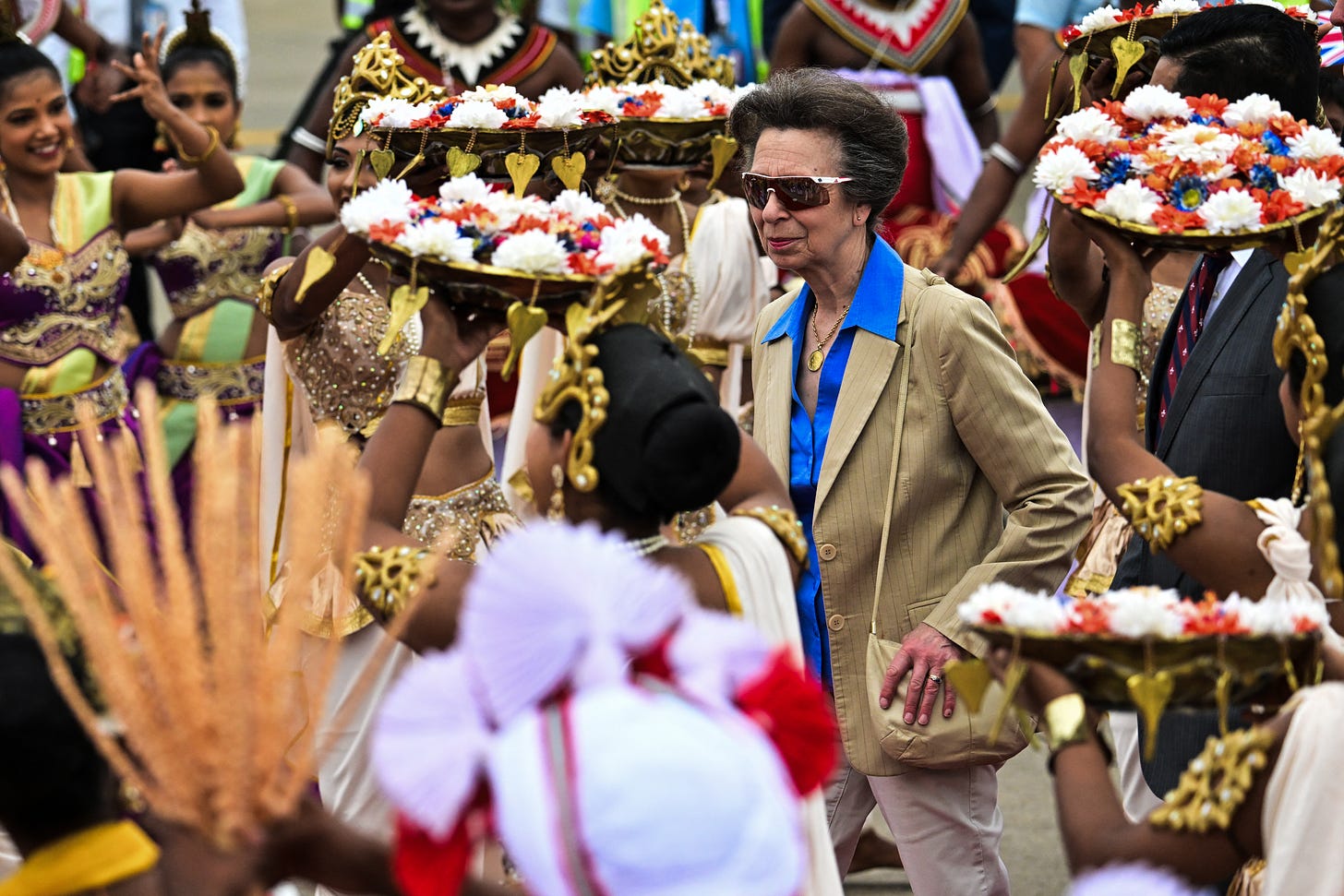 Princess Royal welcomed by traditional dancers in Sri Lanka