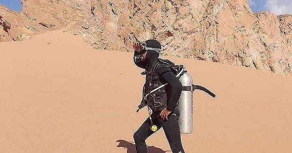 scuba diver in desert Blank Template - Imgflip