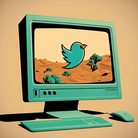 Twitter icon on a computer screen
