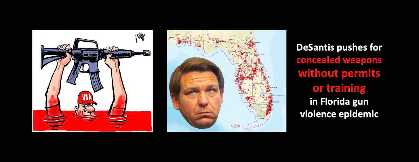 Florida GUN VIOLENCE MAP as DeSantis pushes for concealed firearms WITHOUT PERMITS OR TRAINING