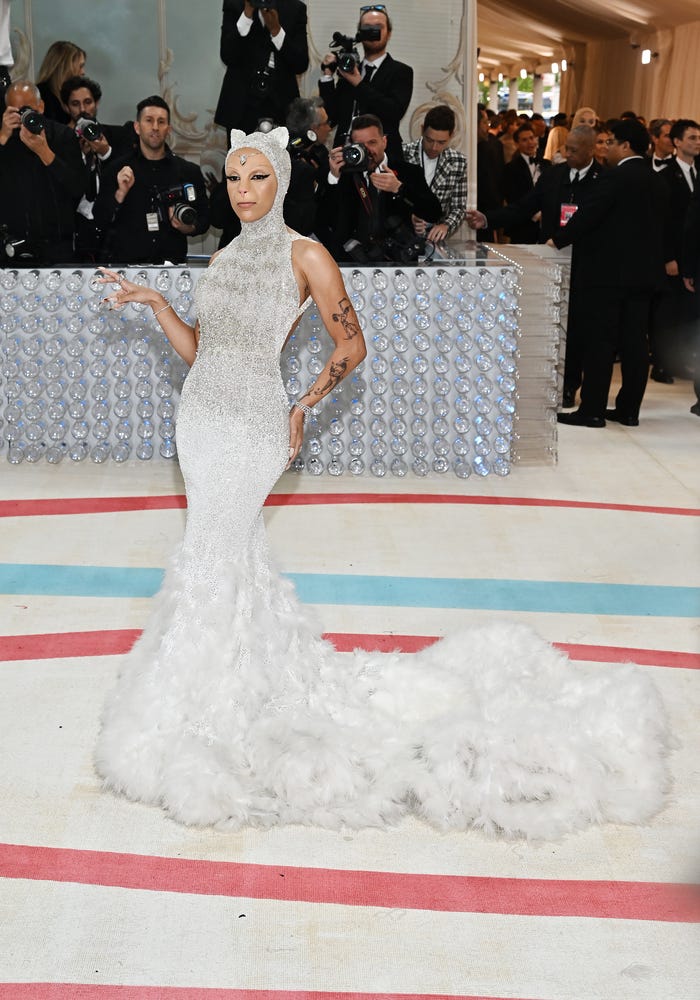 Doja Cat at the 2023 Met Gala: Karl Lagerfeld: A Line of Beauty held at the Metropolitan Museum of Art on May 1, 2023 in New York, New York.