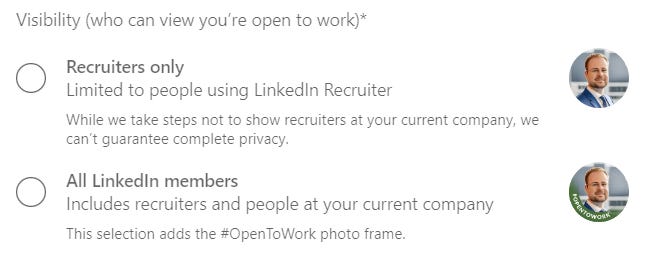 LinkedIn Open to Work LinkedIn