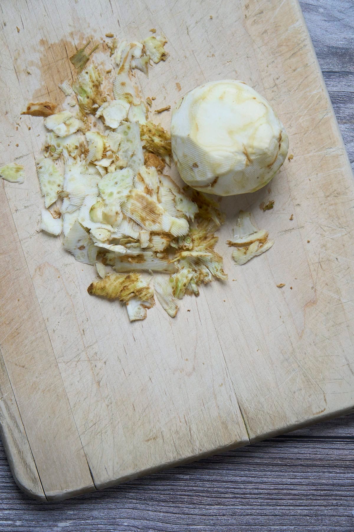 cleaning a celery root