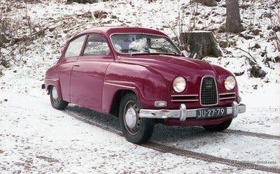 1963 Saab 96 with two-stroke engine. Photo credit: Jan Willem Broekema