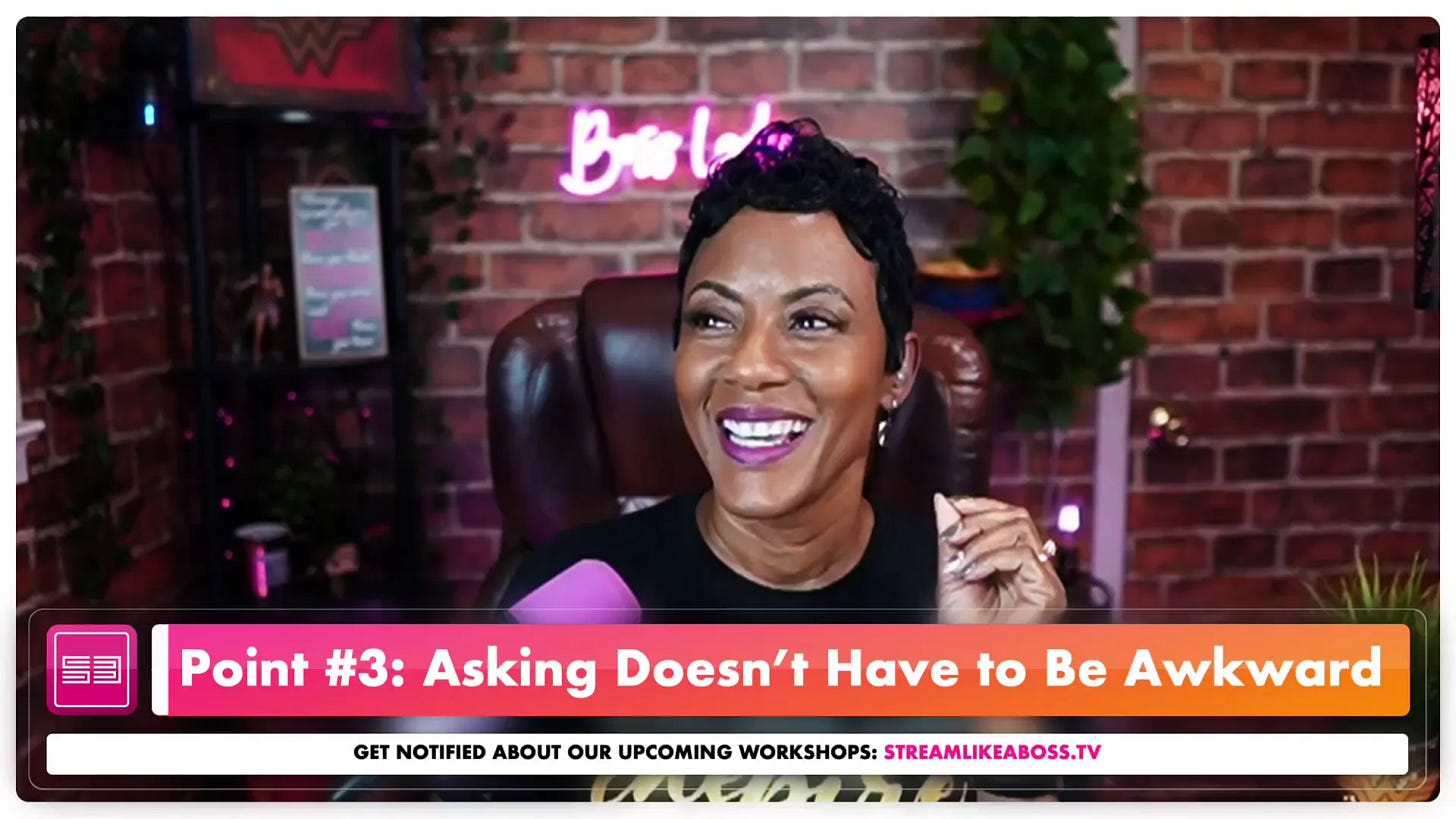 Making the ask during a live stream