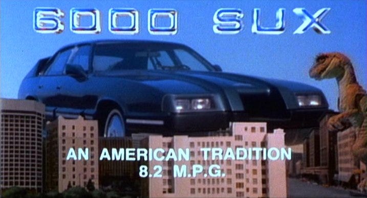 Image of ad for the '6000 SUX' car in Robocop (1987)