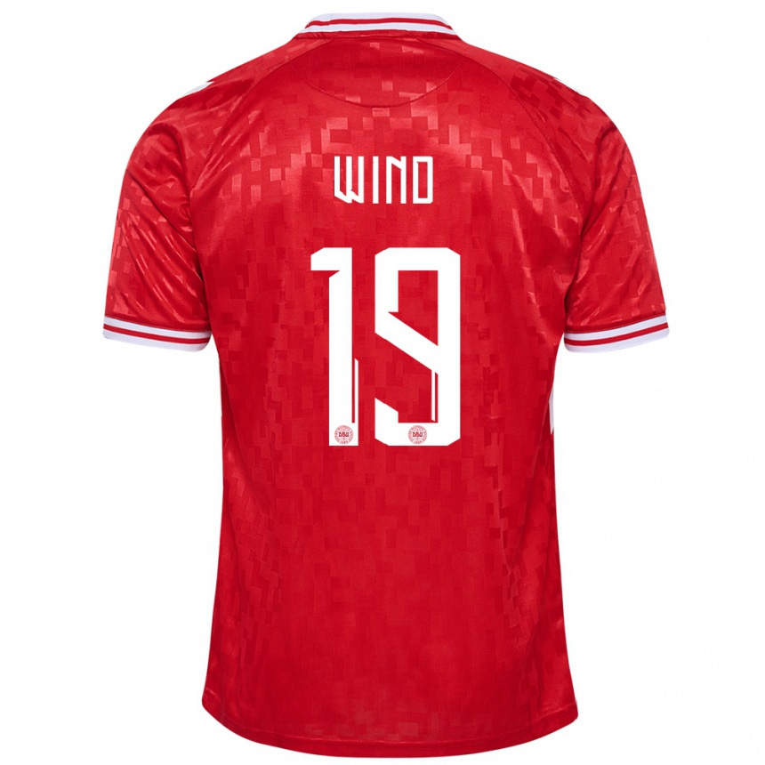 Men Football Denmark Jonas Wind #19 Red Home Jersey 24-26 T-Shirt Za