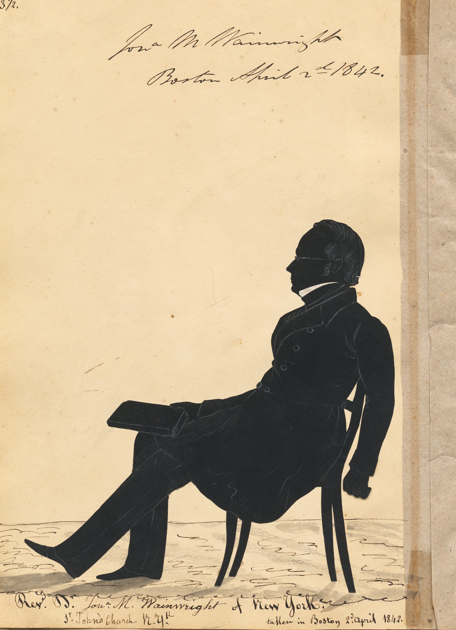 a silhouette drawing of a man sitting in a chair