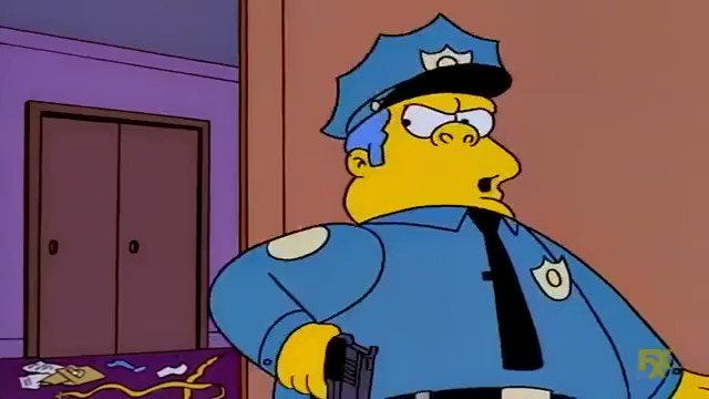 On This Day in Simpsons History 🇺🇦 on Twitter: "Episode director Neil  Affleck was praised by the staff for his directing. In the scene where  Chief Wiggum falls on his back, unable
