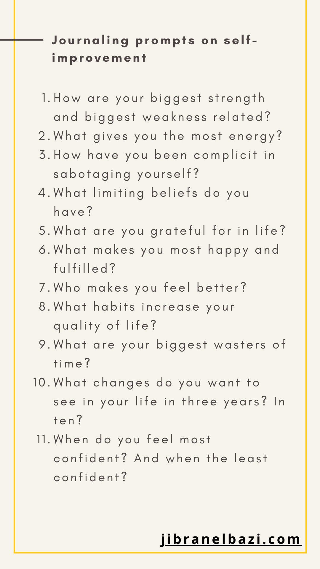 journaling prompts on self-improvement from jibranelbazi.com