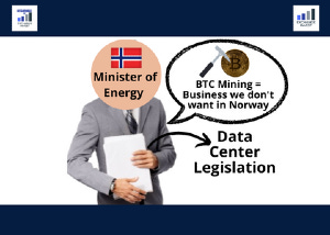 An illustration: Norway’s Minister of Energy saying BTC Mining = Business we donn’t want in Norway. The minister of Energy of Norway is holding Data Center Legislation.