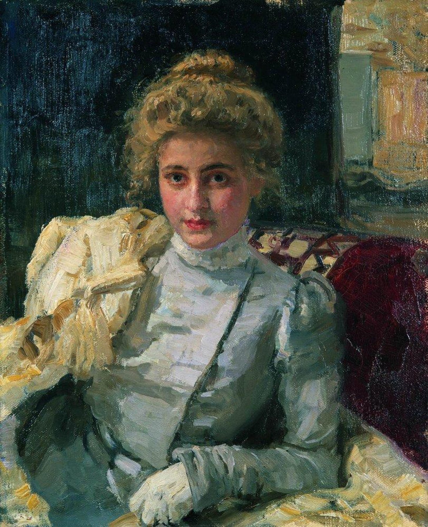 File:Ilya Repin. The blonde woman (portrait of Tevashova).jpg - Wikimedia  Commons