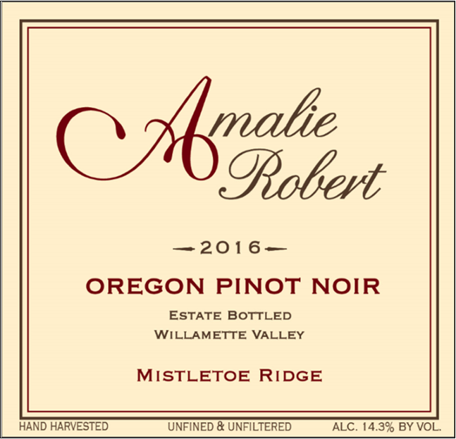 2016 Mistletoe Ridge Pinot Noir label.