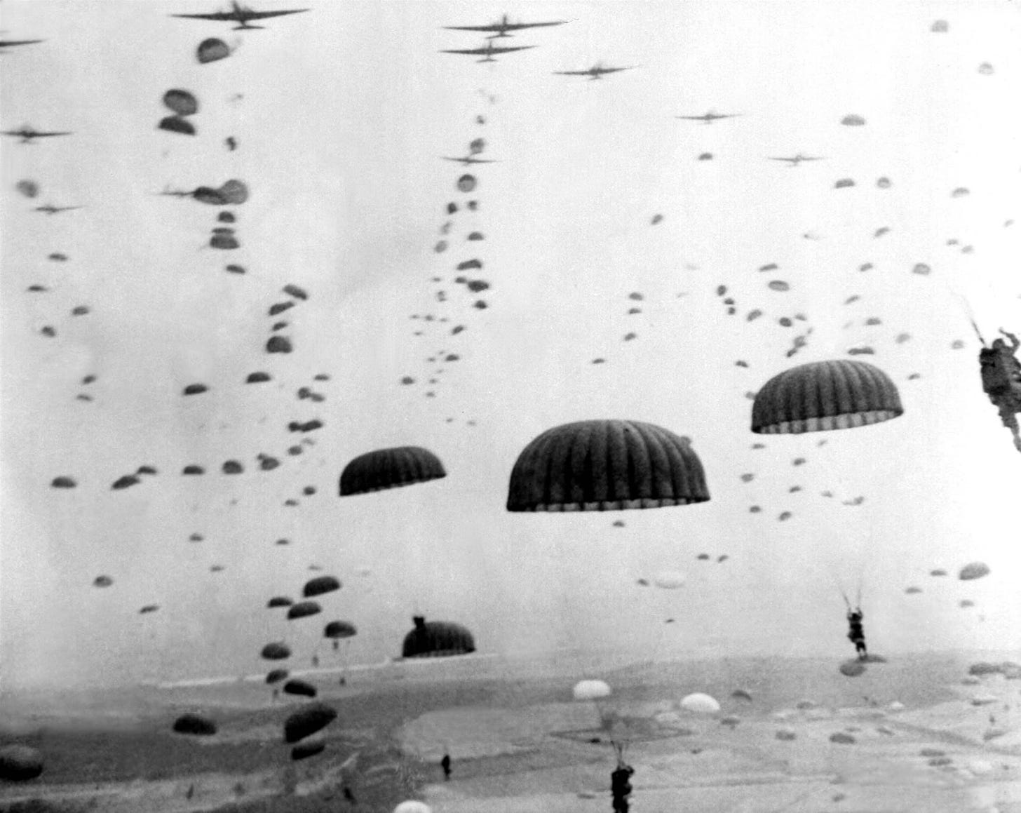 D-Day paratroopers descend upon Nazi-occupied France