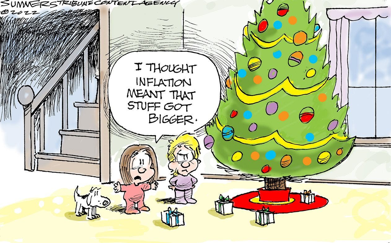 Editorial cartoon: Christmas presents meet inflation