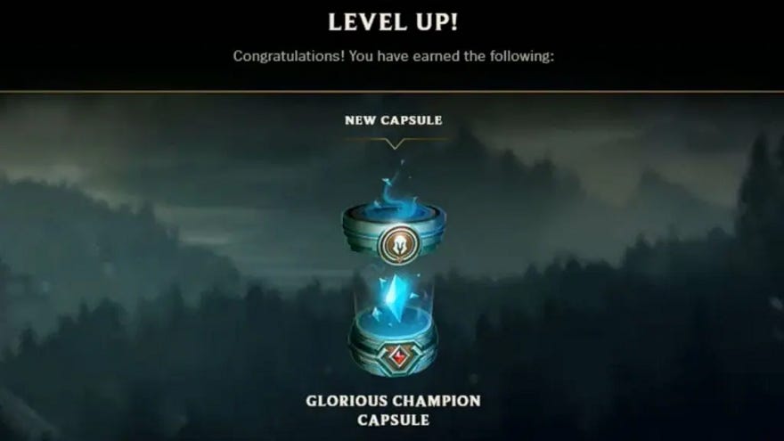 Level up screen for League of Legends.