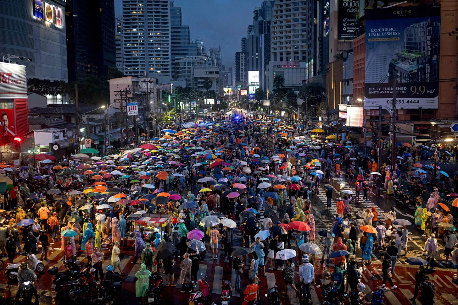 Pro-democracy protesters gather during a demonstration in support of the Move Forward Party in Bangkok, Thailand on July 23, 2023. (Photo by Jack Taylor/AFP via Getty Images)
