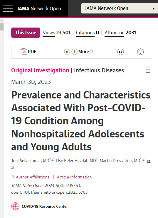 A screencap from JAMA Network of the study's publication