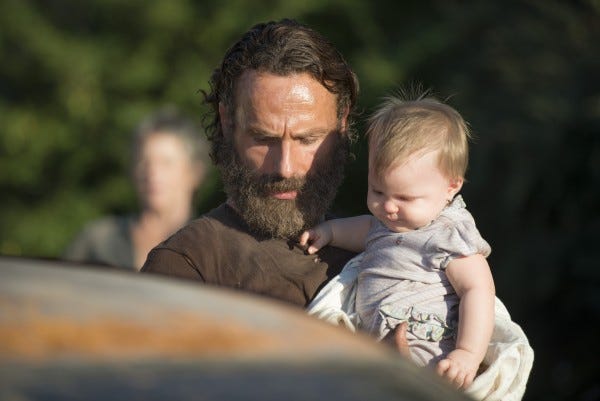 rick with baby walking dead recap 2015