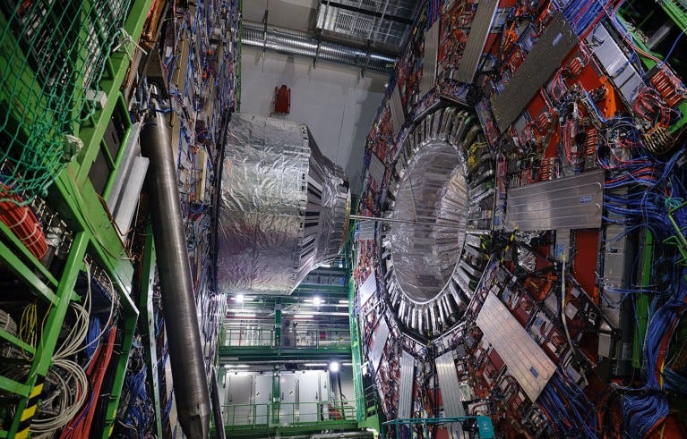 A view of the Compact Muon Solenoid detector on the Large Hadron Collider.