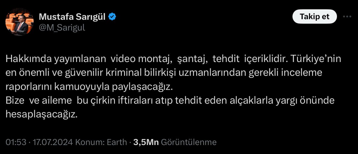 Mustafa Sarıgül’den Kaset İddialarına Yanıt