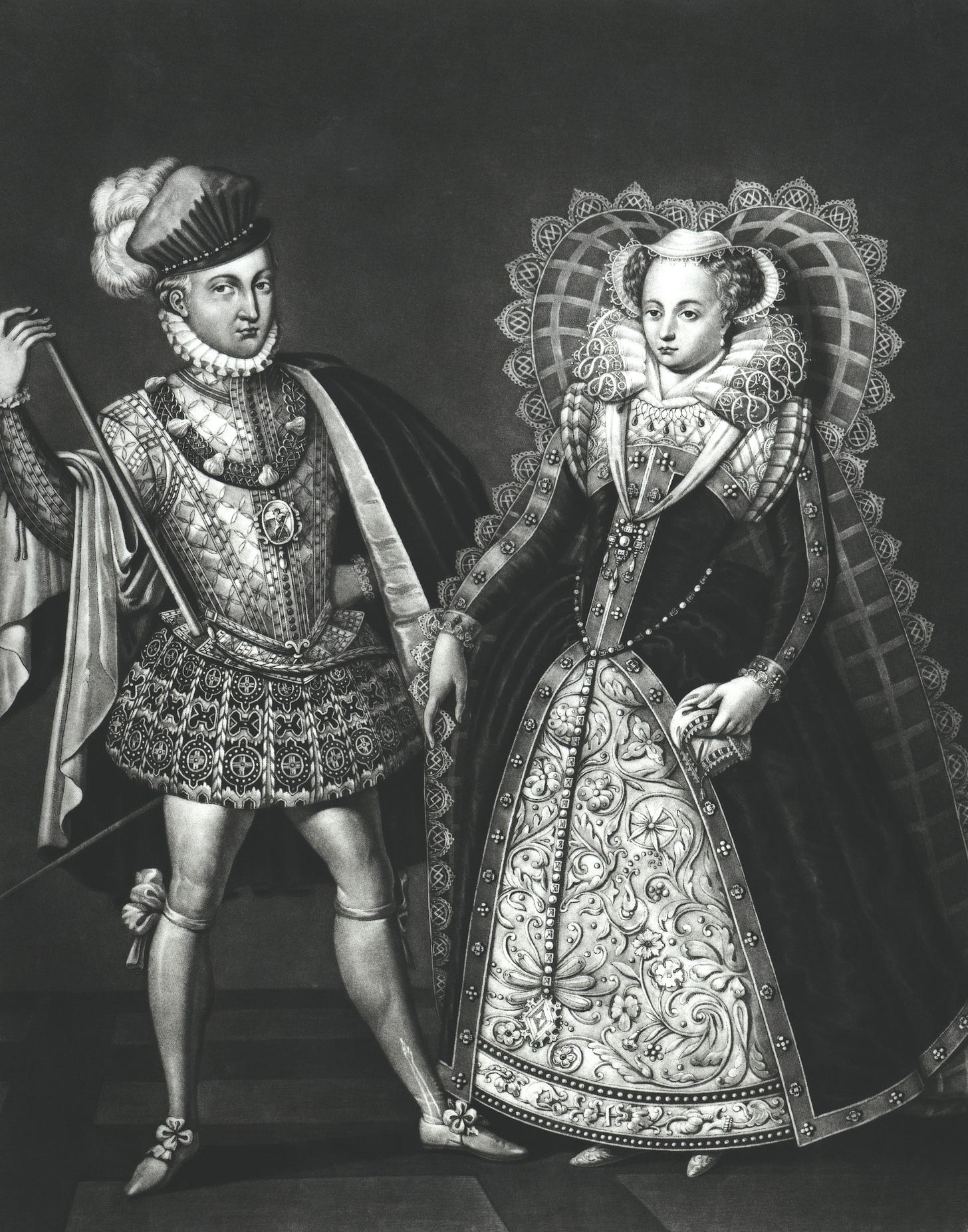 A portrait of Lord Darnley and Mary, Queen of Scots.