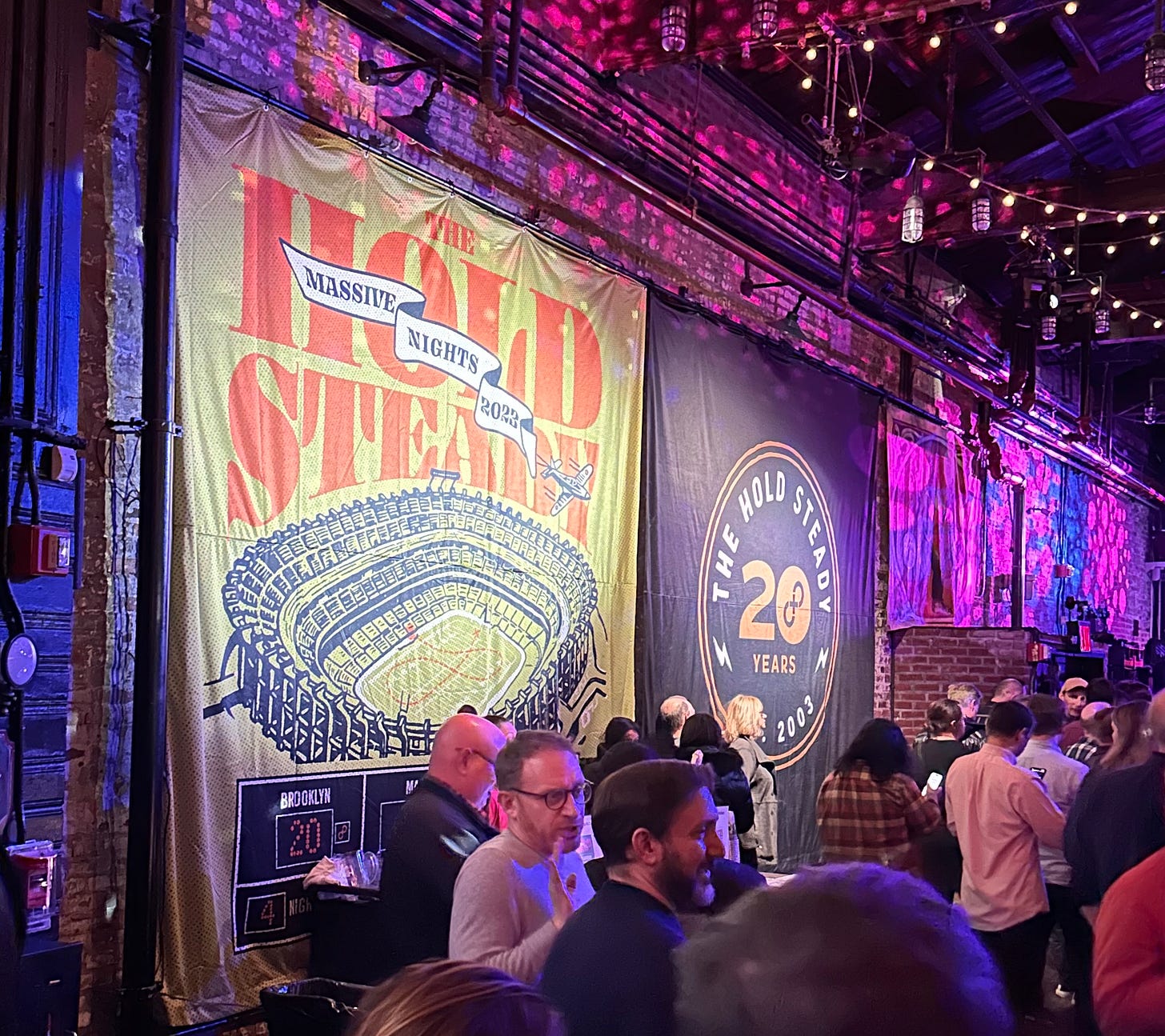 The Hold Steady's big banners, celebrating 20 years, which feels...right. (And is right.)