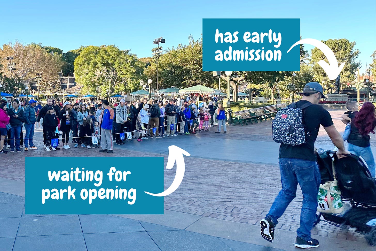 Early admission rope drop at Disneyland