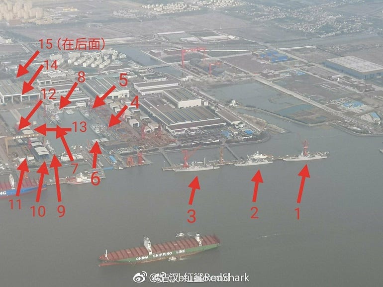 15 Destroyers & 1 Aircraft Carrier Under Construction at China's Jiangnan  Shipyard - Naval News