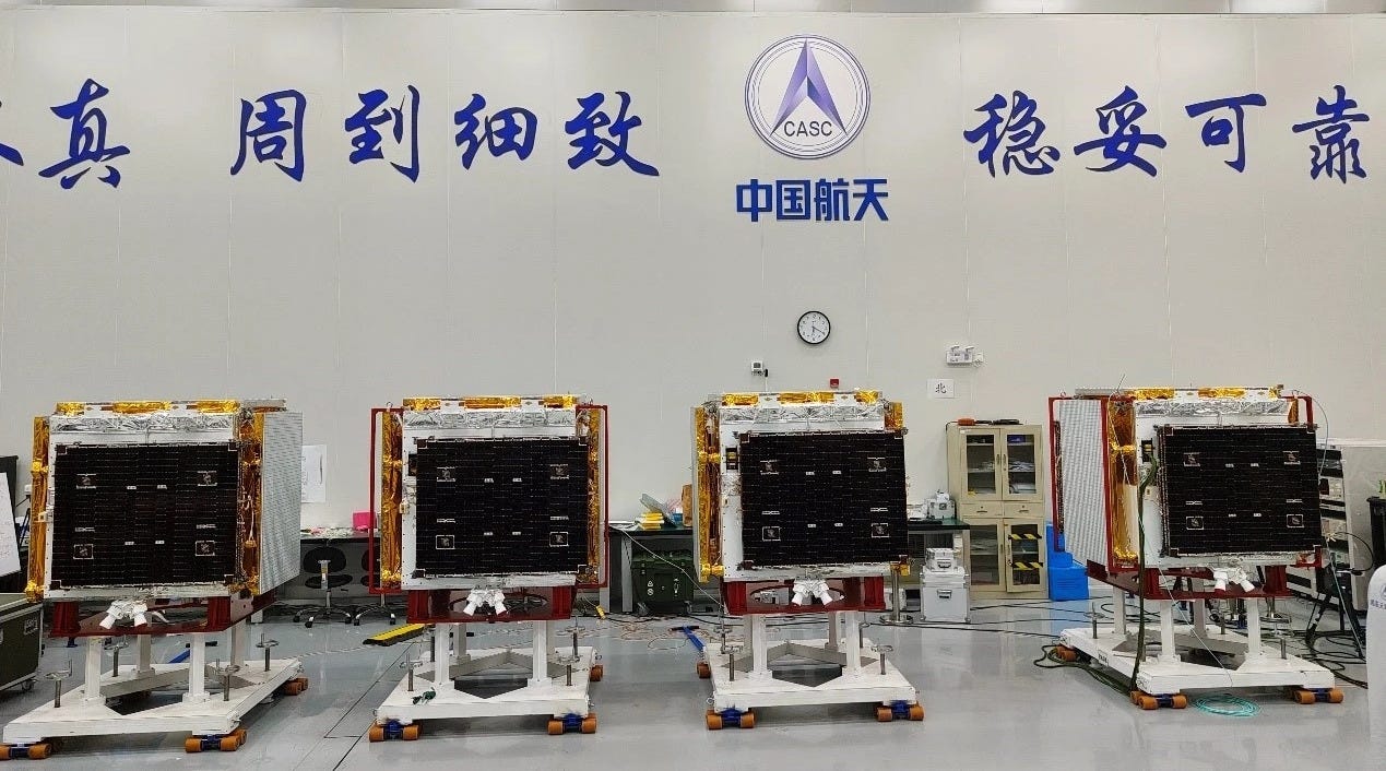 The four PIESAT-2 satellites in a cleanroom prior to integration on the launch vehicle.