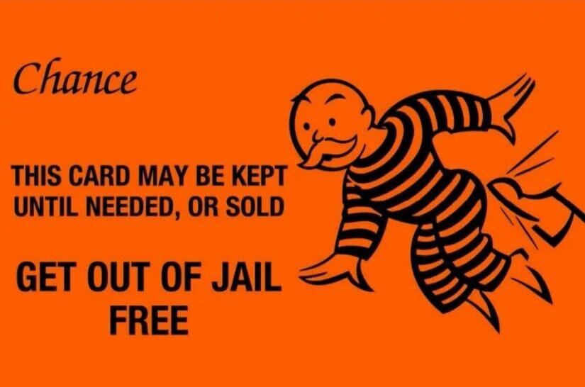 Monopoly Chance Card Get out of Jail Free 3 in STICKER Vinyl indoor/outdoor  | eBay