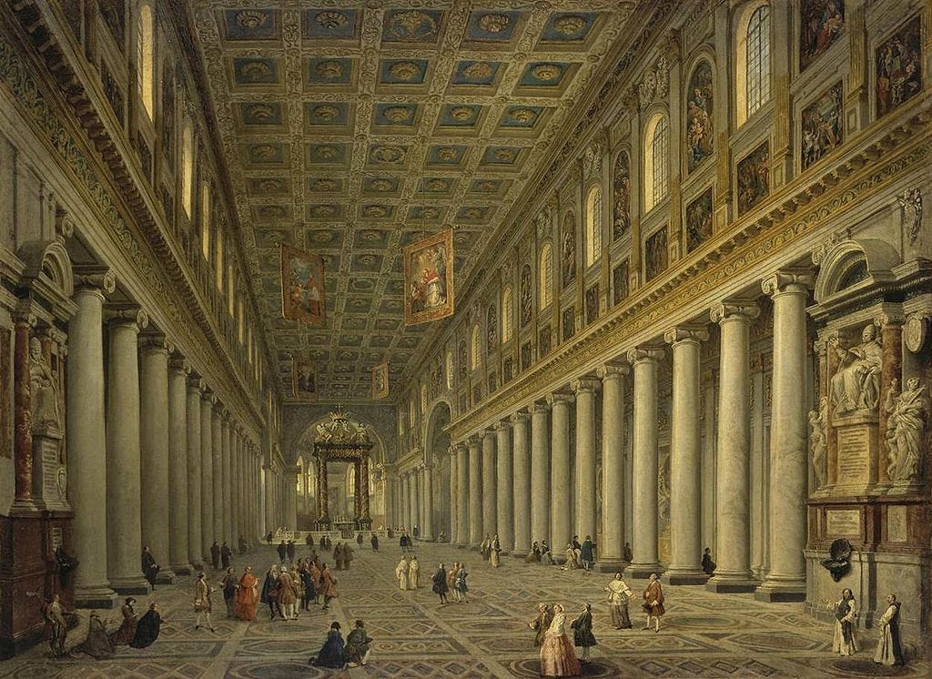 File:Pannini, Giovanni Paolo - Interior of the Santa Maria Maggiore in Rome  - 1750s.jpg - Wikimedia Commons