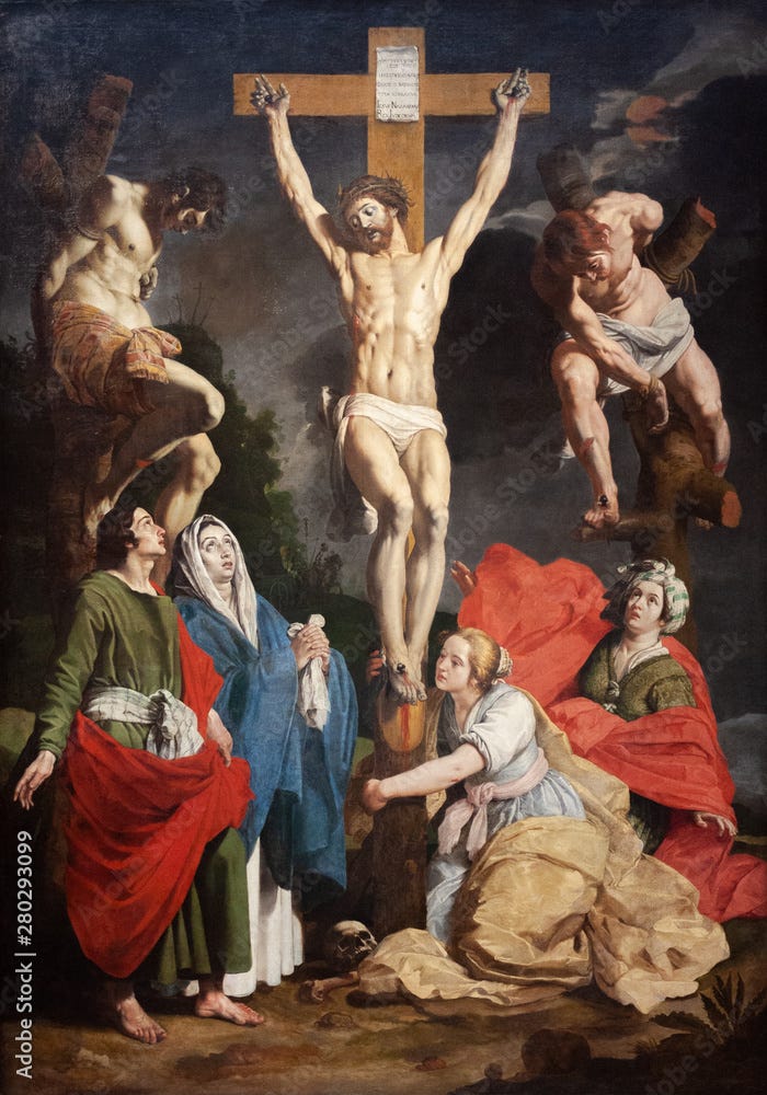 Valenciennes, France. 2017/9/14. The painting of the crucifixion of Jesus Christ. Currently displayed in the Museum of fine arts in Valenciennes.