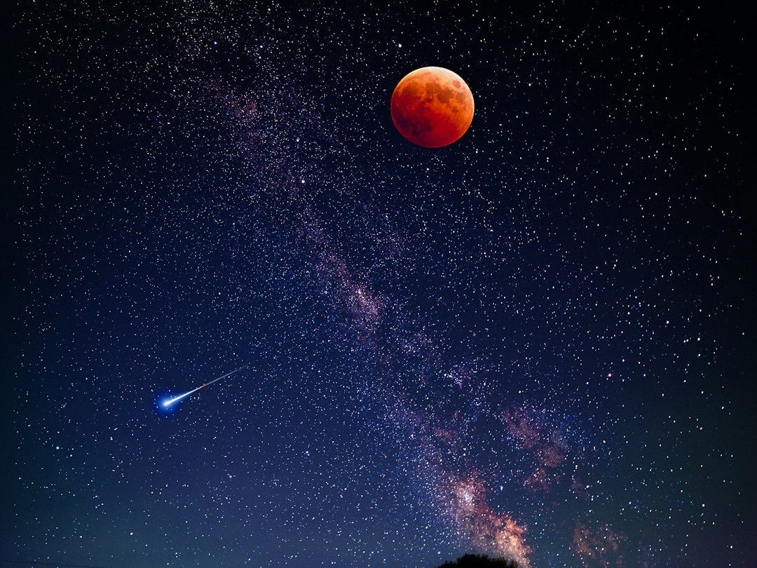 red moon during nighttime