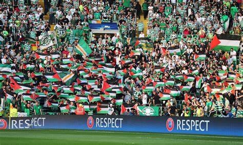 Celtic Palestine flags: Uefa to fine Scottish champions after display ...