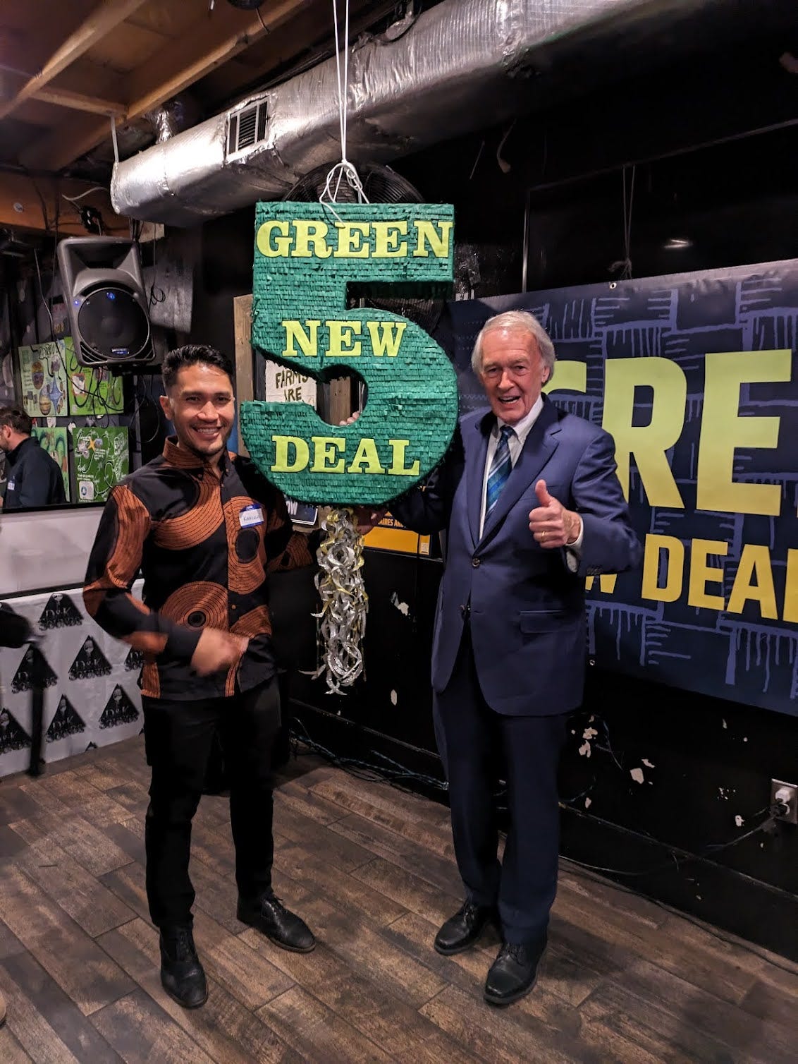 Green New Deal Network director Kaniela Ing with Sen. Ed Markey (D-Mass.)