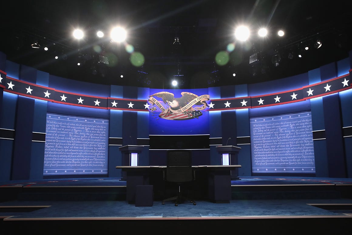 No handshakes, limited audience: Covid shapes final Trump-Biden debate  talks - POLITICO