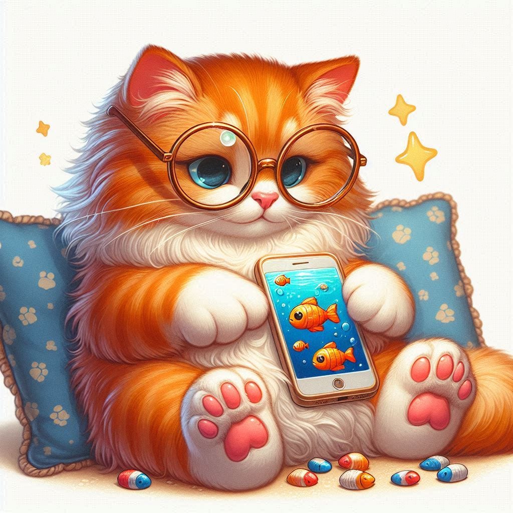 Image of cat using smartphone