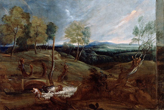 File:Van Dyck, Sir Anthony - Sunset Landscape with a Shepherd and his Flock  - Google Art Project.jpg - Wikimedia Commons
