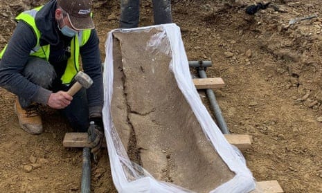 An ancient lead coffin in which bones of the high-status woman were discovered