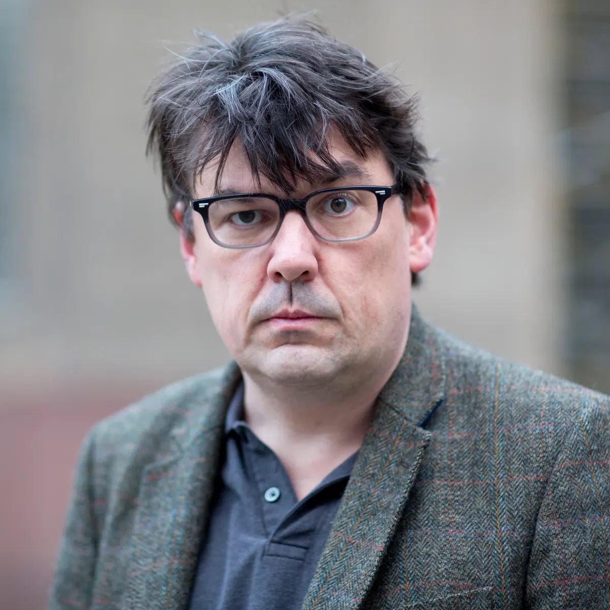 Graham Linehan, seen here without the love of his family... 