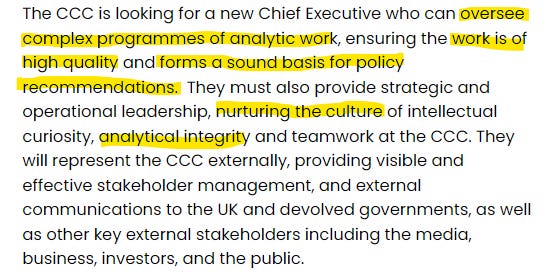 Figure C - Job Spec for new Chief Executive of Climate Change Committee