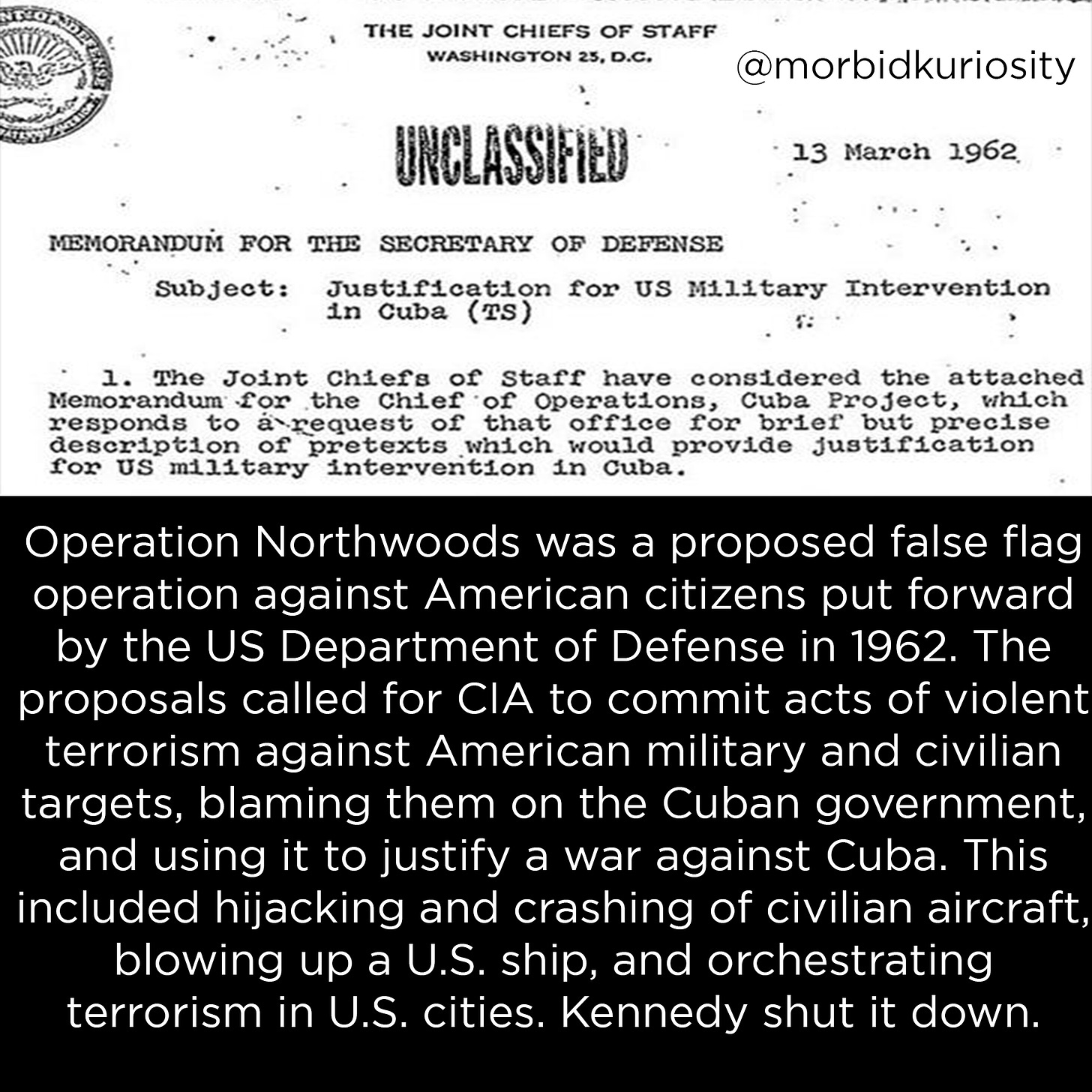 What was Operation Northwoods? — Morbid Kuriosity : r/ThatsInsane