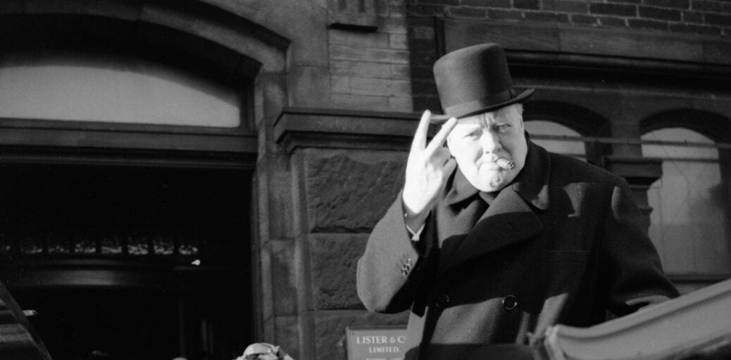 Churchill's V-Sign (both ways) and the Peace Symbol - Richard M. Langworth