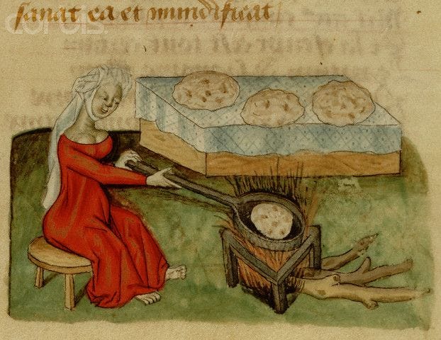 15th-Century French Manuscript Illumination of Woman Cooking Bread | Art  médiéval, Manuscrit enluminé, Moyen age