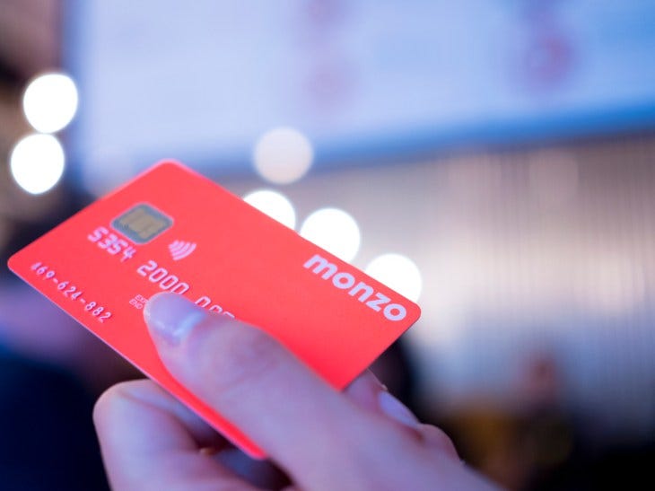 hand holding Monzo Card