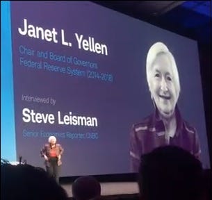 Janet Yellen Appears on Stage at the Schwab IMPACT Conference in Washington, D.C. in October 2018